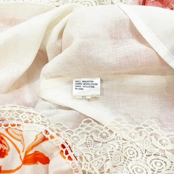 NWT Antonio Melani Red Orange and Ivory Floral Maxi Dress with Lace Size 2 - Picture 9 of 9